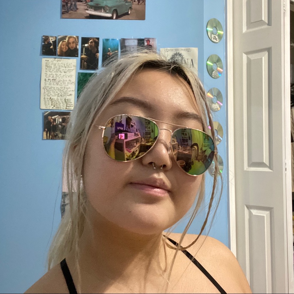 Reflective rainbow aviator sunglasses